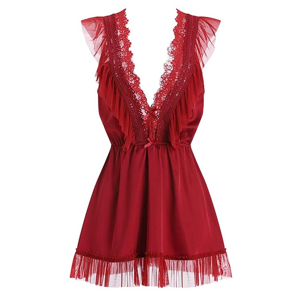 Babydoll Sexiga Underkläder Blommigt Mönster Broderad Spets Lång Topp Sexiga Underkläder Shorts Camisole Nattlinne 230503 [Loradouphi] Genomskinlig för Kvinnor