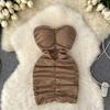 Tube top dress female pure desire sweet hottie sexy hip skirt tight pleated short skirt wholesale