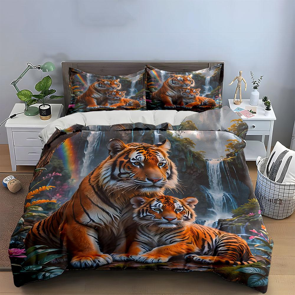 Wildlife Tiger Wall Decor Multiple Sizes Kid'S And Adults' Bedroom Exquisite 3Pc Bedding Set, Gift