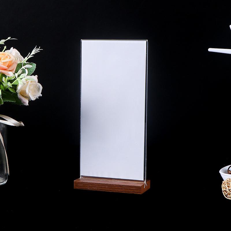 Holzbasis Tischplatte Acrylplatte Schildhalter Ständer Restaurant Bar Menü Kreidetafel Ständer Message Board Preisschild Fotorahmen