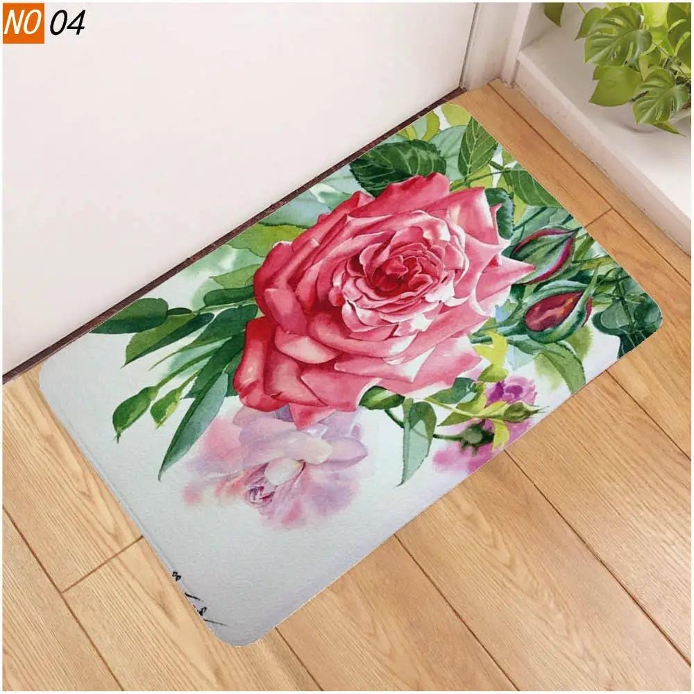 Flower Mat Pastoral 3D Door Floor Rug Anti-slip Home Hallway Bedroom Entrance Carpets Washable Bathroom Porch Decorative Doormat