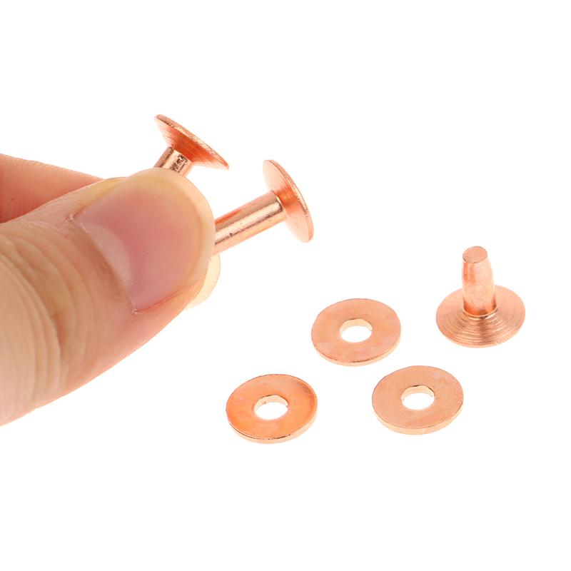 10 sad Nýtované Měděné nýty pro kůži s podložkami pro DIY nýtování DIY Vintage kožené zboží