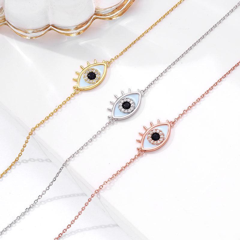 Evil Eye Bracelet with Rhinestone Zircon and Enamel – Versatile Fashion Jewelry