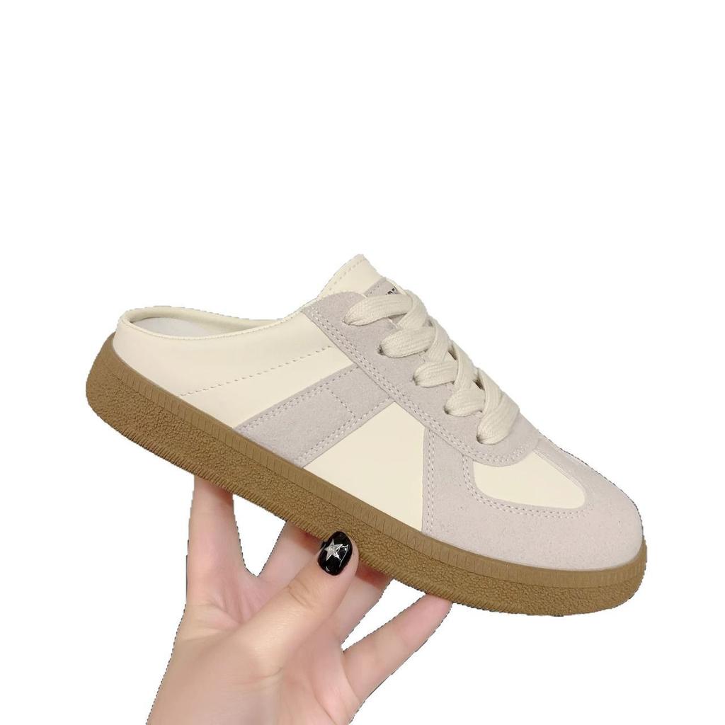 Lightweight Platform German Training Shoes 2025 Spring and Summer New Versatile Lace-up Board Shoes Little White Shoes Lazy Half Tray