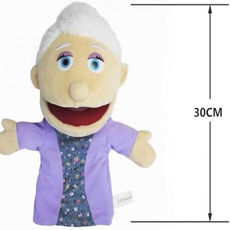 LOMTRATS Familie Handpuppen für Kinder, beinhaltet Opa, Oma, Papa, Mama, Tochter, Sohn mit beweglichen offenen Mund