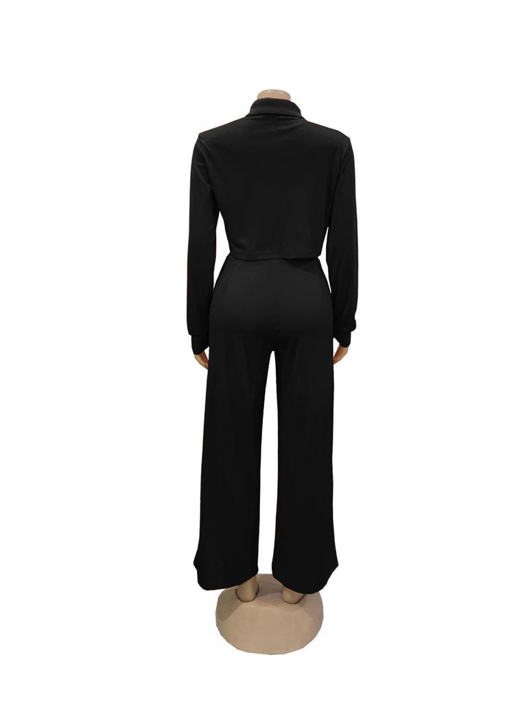 TW584 Women's Autumn Fashion Lapel Long Sleeve High Waist Wide Leg Pants Elegant Suit