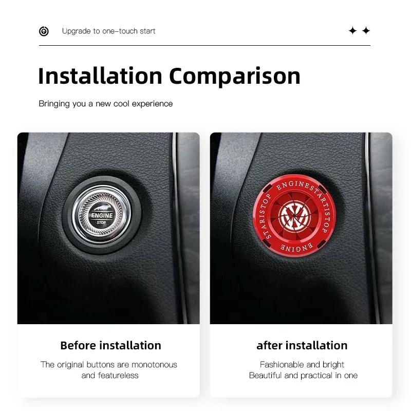 ·Car Onekey Start Stop Button Cover Protection Cap Sticker For VW GTI Rline Polo Golf Passat CC Tiguan Arteon Jetta Scirocco Bor