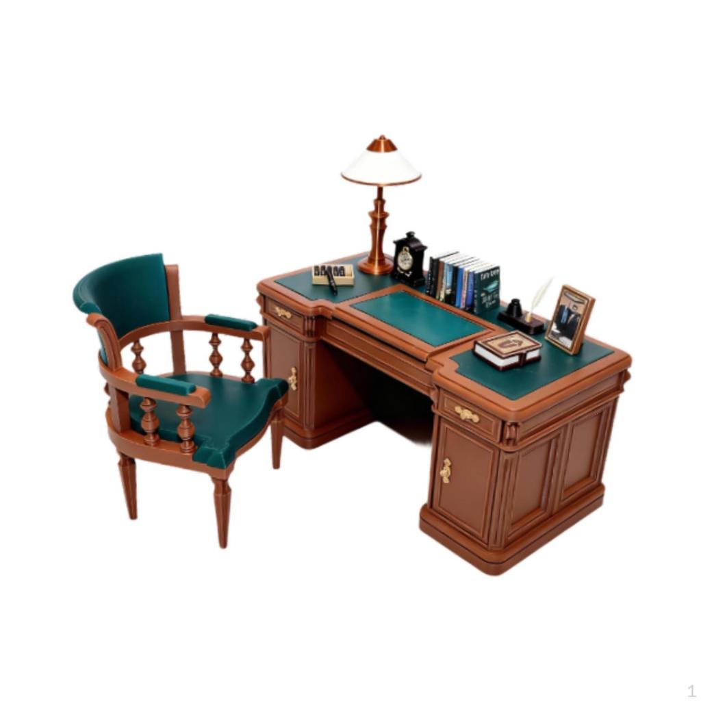 1/12 Amerikanisches Mini-Bürostuhl-Set, Rolle, Feengarten Puppenhaus Dekorationszubehör