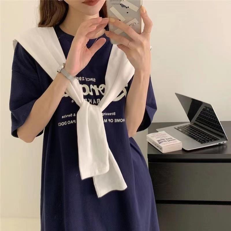 YYFS Dámská móda Léto Jaro 1/2 rukávy Kulatý výstřih Volný pas Ležérní šaty