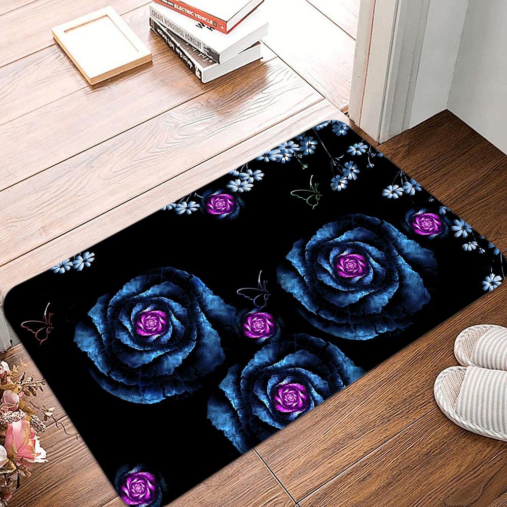 Non-slip Bedroom Corridor Living Room Entrance Door Mat Room Rug Washable Tropical Plant Pattern Welcome Mat Rug