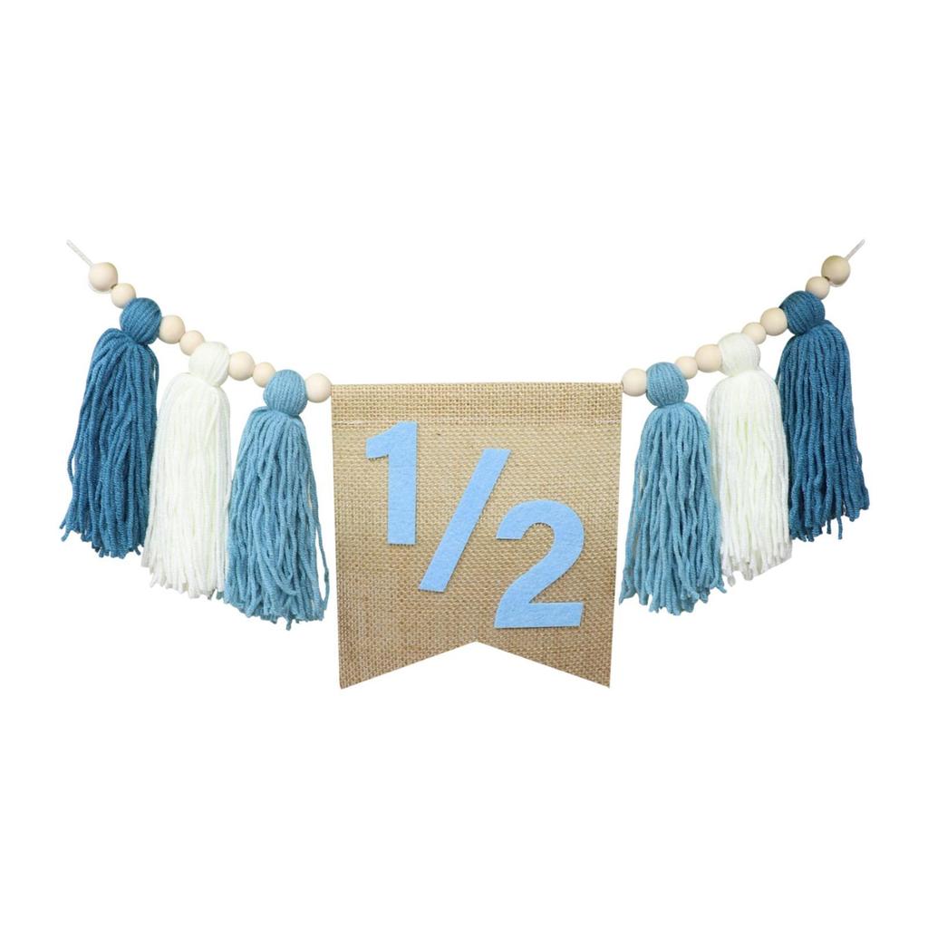 Half Way To First Banner Decorations Backdrop Garland Photo Props Boho Garland