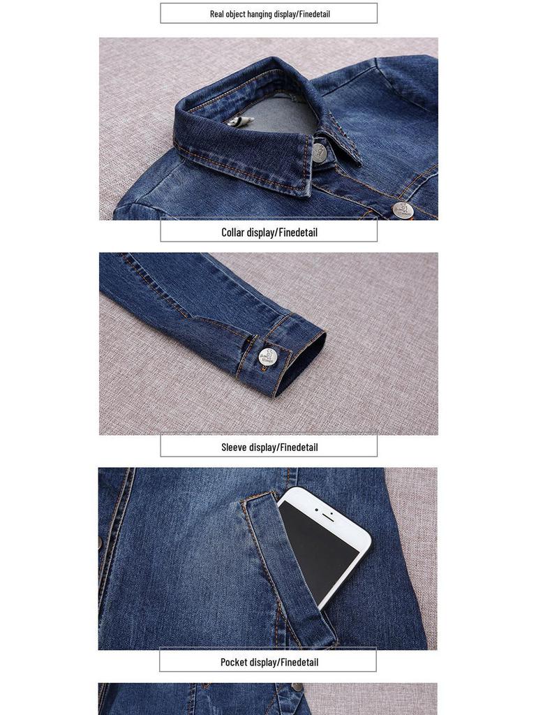 Damen Slim Fit Jeansjacke Windbreaker für Frühling & Herbst 2024