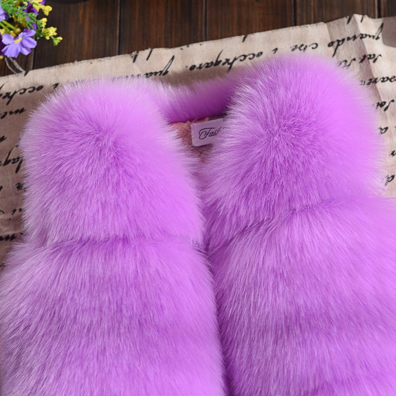 2024 Autumn and Winter Girls Clothes Children's Fur Vest Thickened Cotton Solid Color Coat Wool Fake Fur Jacket
