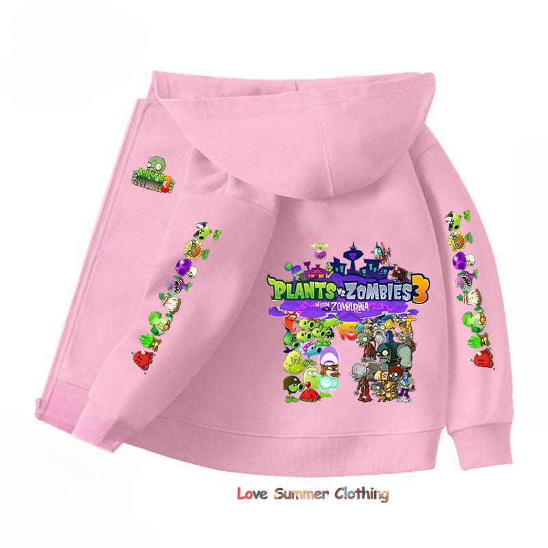 Zombies Zip Up Hoodie Kawaii Kinder Streetwear Pflanzen Kinder Hoodie Zombies Reißverschluss Kinder Sweatshirt Kind Mädchen Junge Top Kapuzenpullover
