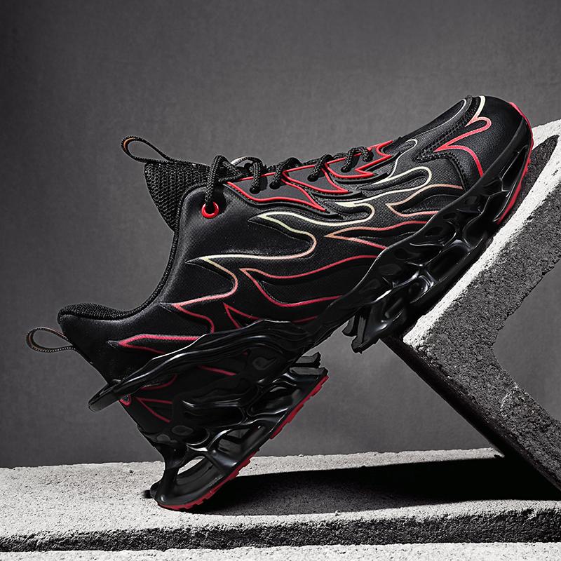 Mens Running Shoes New Flame Printed Luxury Sneakers Trendy Breathe Cushioning Street Sports Fitness Casual Trendy Tennis Shoes