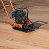 Plate Compactor, 6.5 HP 196CC Gas Engine, 5600 VPM Vibrating Ground Rammer, 10.5 kN Compaction Force, 51 X 37 Cm Plate, Walk Behind Compactor for