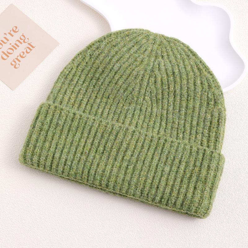 Solid Color Wool Hat Autumn and Winter Thickened Warm Knitted Hat Fashionable Versatile Cold Hat Simple Pullover Brimless Warm Hat