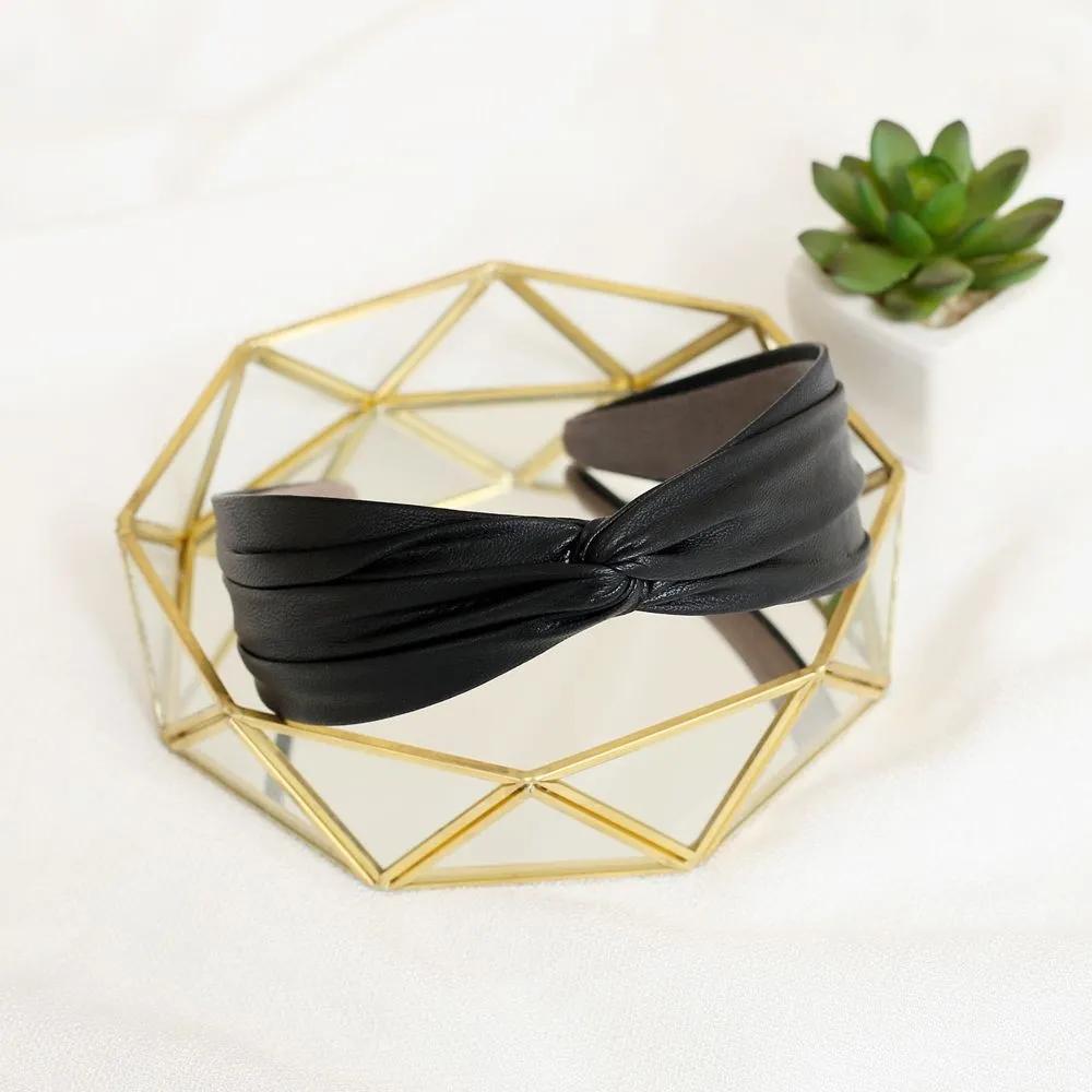 Headband Hairpin Angel Shushu Leather Twisted Hairband Black Ju Vidastory