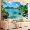 Scenic Beach Tapestry Ocean Wave Palm Tree Wall Hanging Tapestry Tropical Seascape Art Decor For Bedroom Living Room Dorm