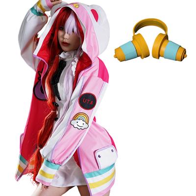 Japonsko Anime Cosplay Kostýmní Film Červená Uta Výšivka Kabát Mikina Mikina Paruka Pokrývka hlavy Falešná sluchátka Vánoční novoroční dárek