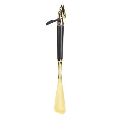 Horse Head Shoe Horn Lifter Universal Long Beech Handle Handled ShoehornBlack 32CM