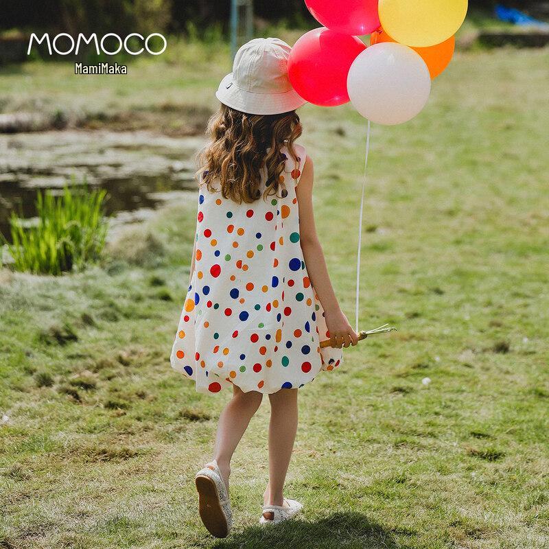 MOMOCO Girl's Summer Polka Dot Sleeveless Cotton Dress
