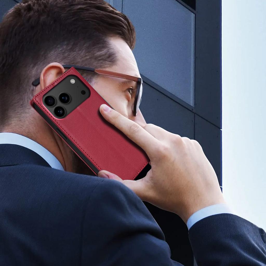For iPhone 17 Pro Wallet Case Magnetic Closure PU Leather Phone Cover