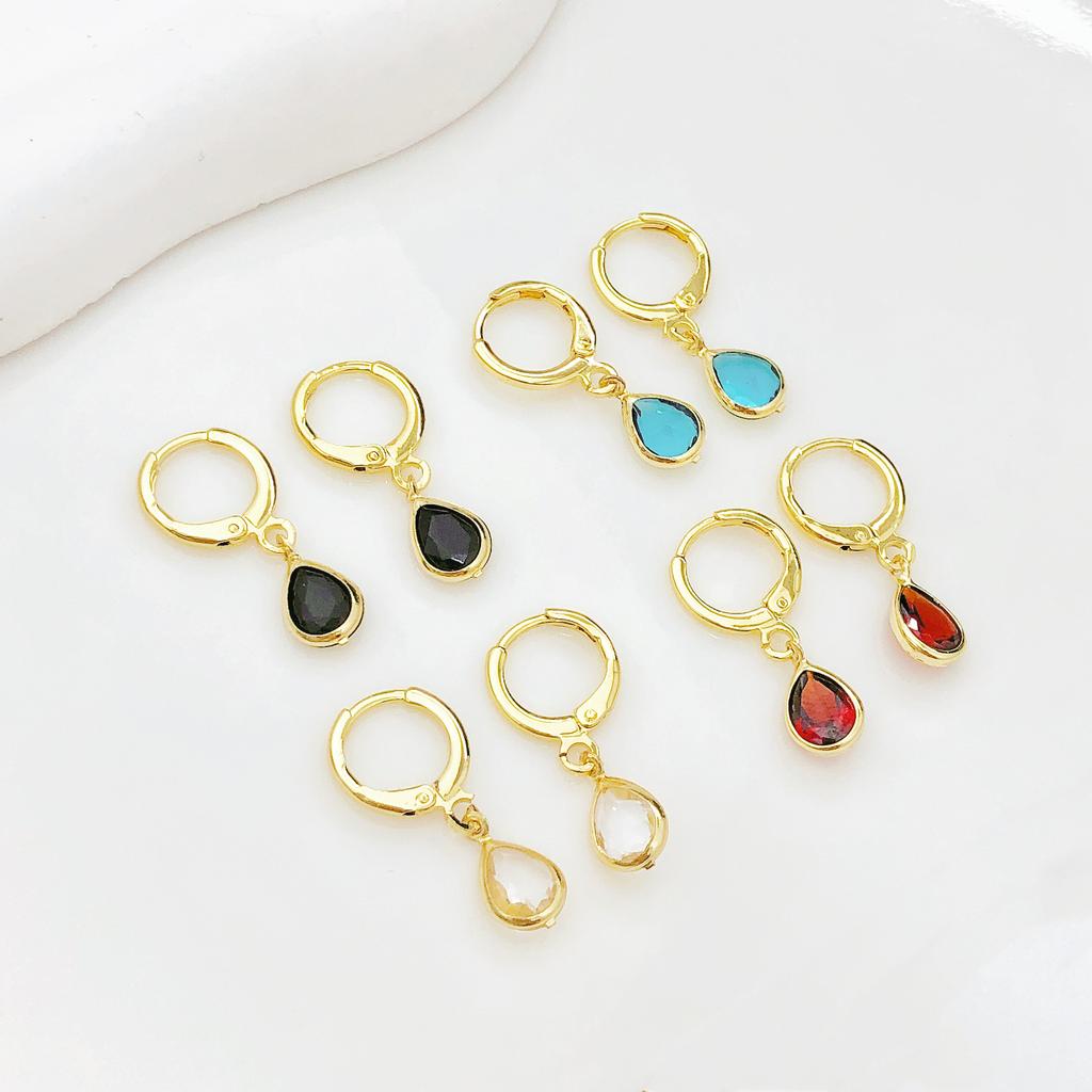 Vintage Stainless Steel Gold Plated Zircon Huggie Hoop Earrings for Women Small Water Drop Earrings Punk Unisex Rock Jewelry