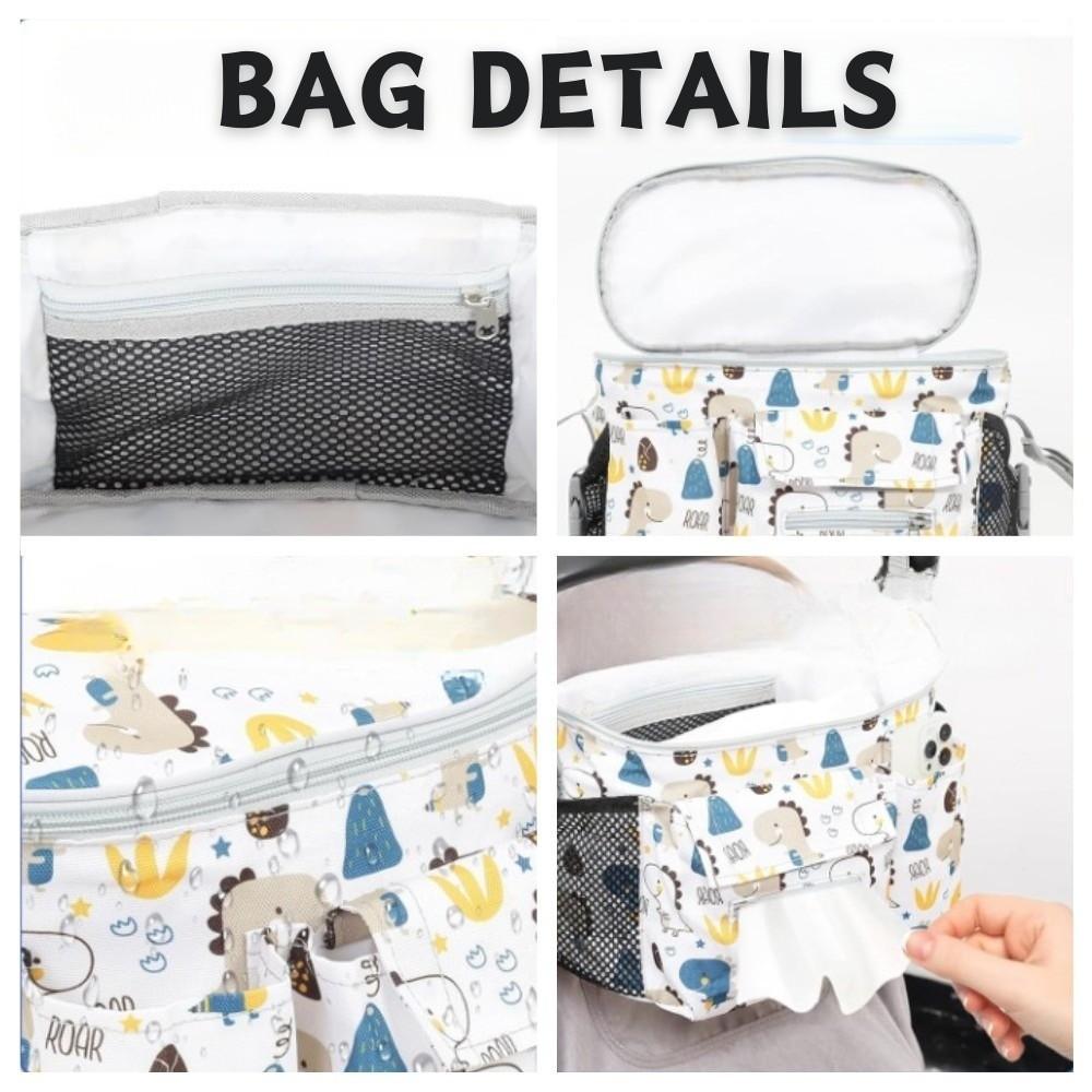 Large Capacity Cartoon Stroller Organizer Printed Hanging Carriage Bag Baby Stroller Bag  Travel