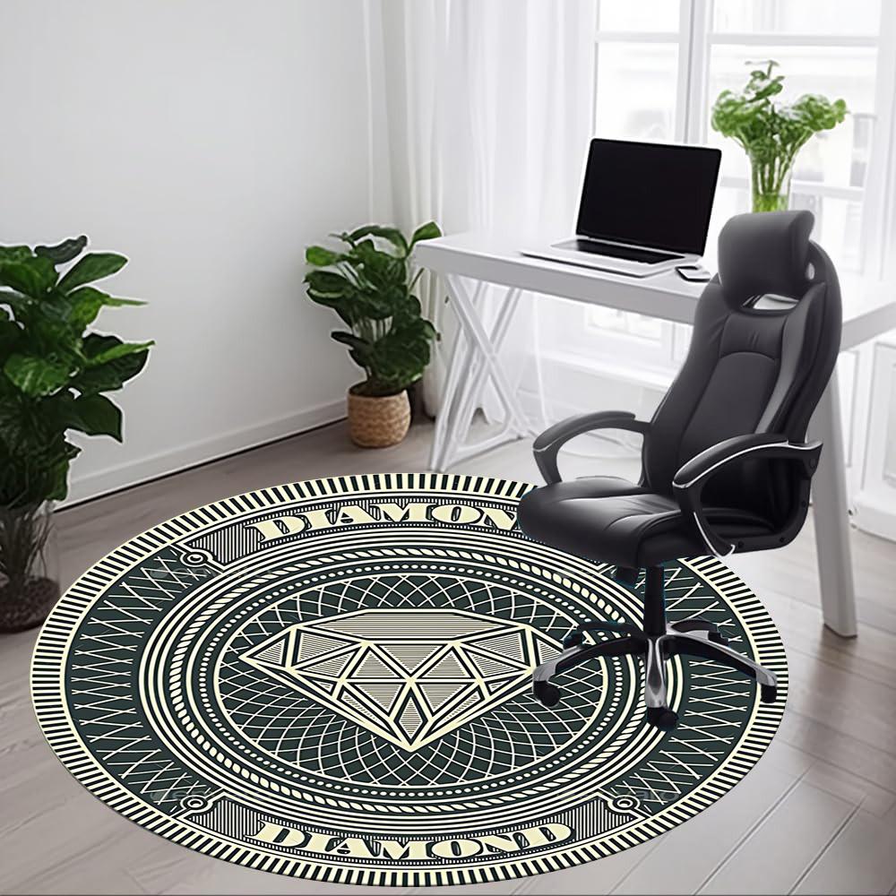 1pc Diamond Jewelry Chair Carpet for Office, Round Polyester Mat, Indoor Decor for Office, Easycare Fabric, Washable Non-slip Area Carpet
