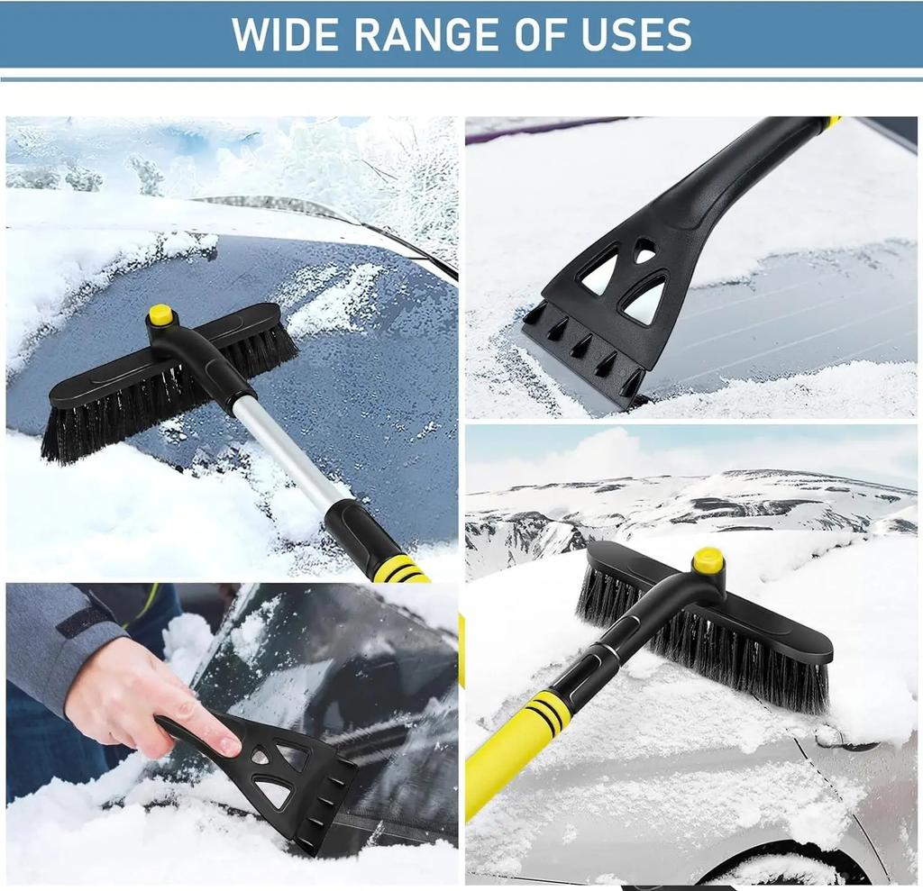 New 3 In 1 Adjustable Ice Scraper Brush Car Windshield Snow Remove Car Snow Removal Brush Car Cleaning Car Interior Wash Tool