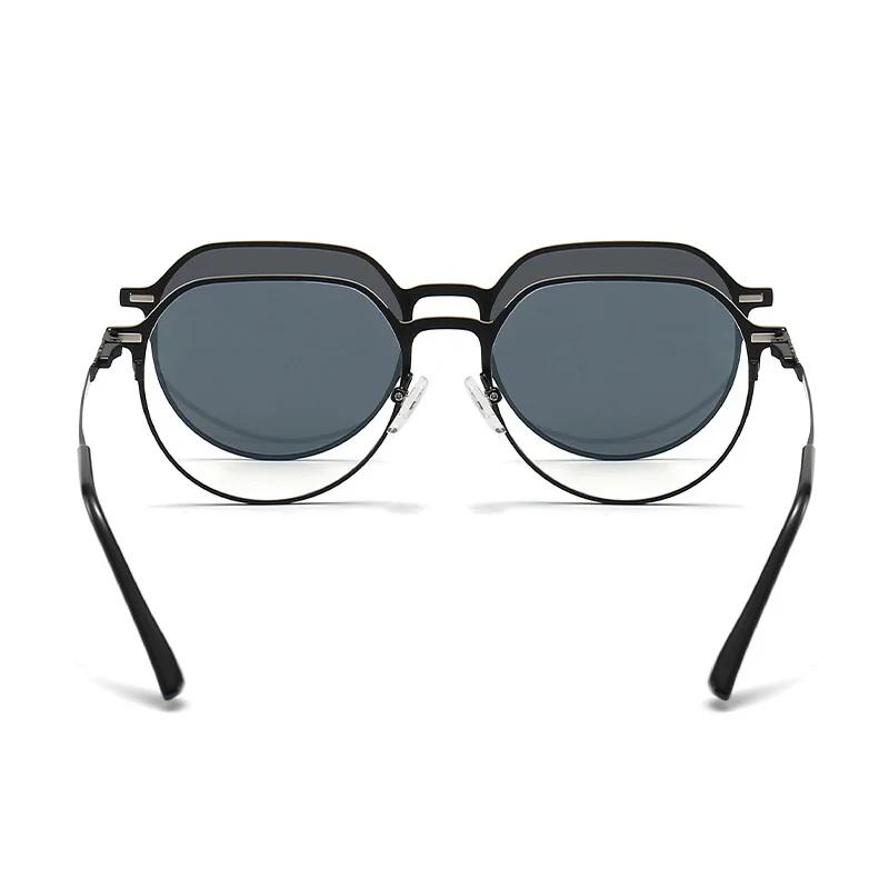 3 In 1 Sunglasses Men Magnetic Clip On Glasses Metal Frame Optical Prescription Eyeglass Magnet Eyeglasses Clips