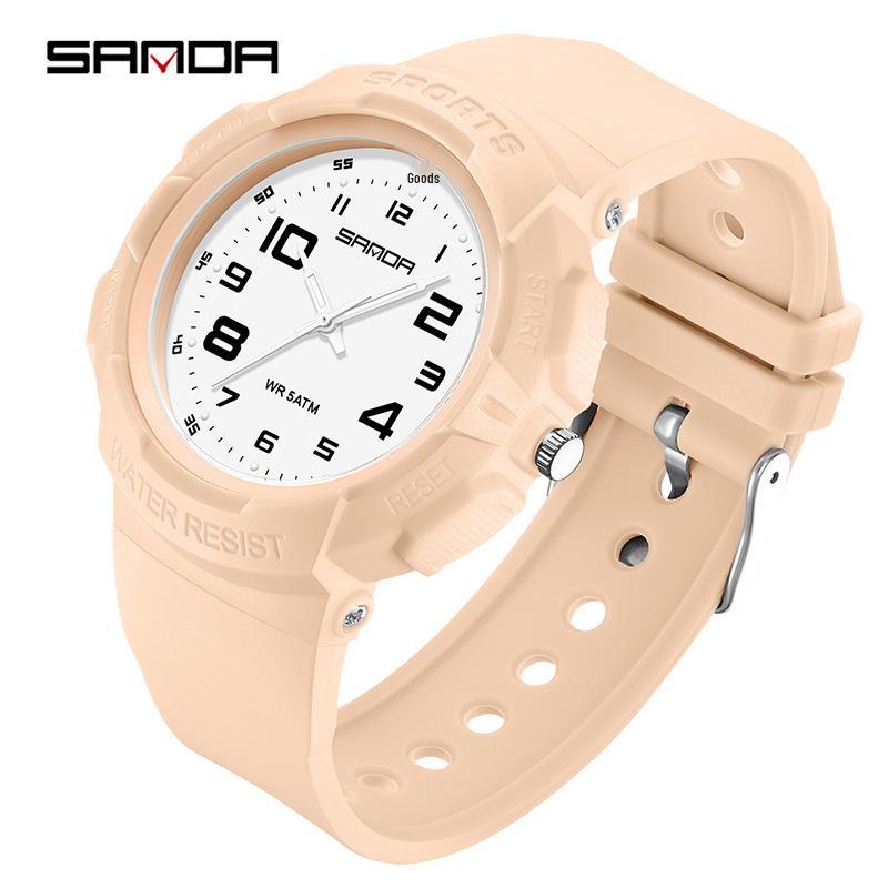 Sanda Wasserdichte Leuchtende Quarz-Armbanduhr - Einfaches Zeigerdesign für Schüler