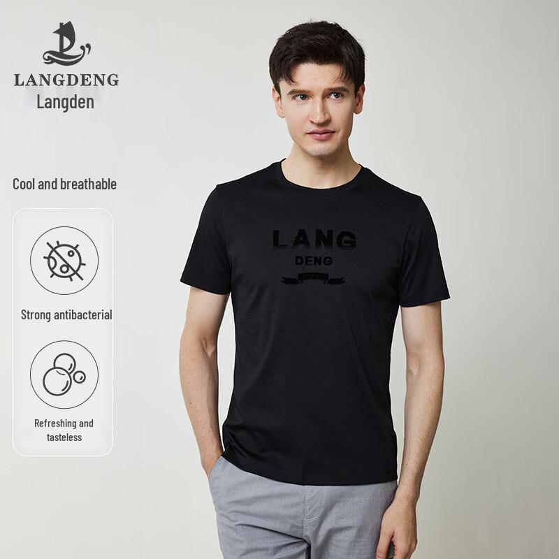 Landeng Men s Antibacterial Cool Touch Stretch Round Neck Short Sleeve T-Shirt M