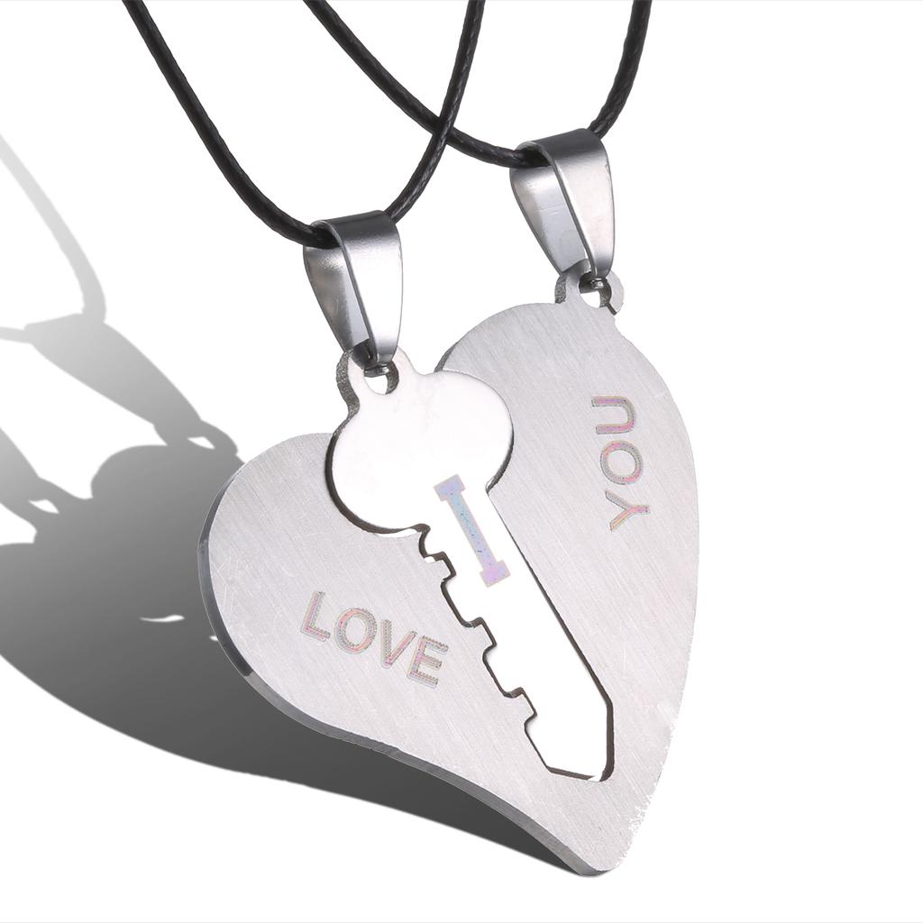 2 Pcs/Set Couple Necklace Stainless Steel Cute Cartoon Cat Animal Choker For Women Men Lovers Valentine's Day Jewelry Gifts