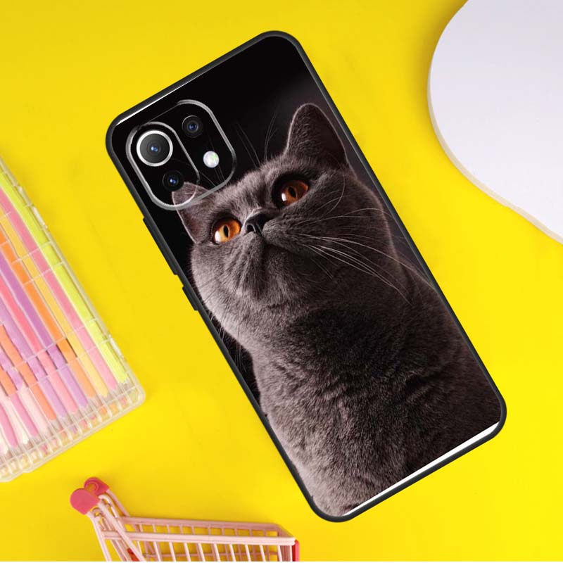 Beautiful Grey British Shorthair Cat Cover For Xiaomi 13 14 Ultra 11T 12T 13T 14T Pro POCO X7 Pro X3 X5 F3 F5 F6 M6 X6 Pro Case