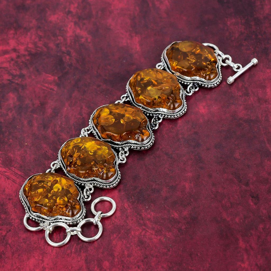 Baltic Amber 925 Solid Sterling Silver Jewelry, Handmade Wonderful Bracelet For Her, Natural Adjustable Gemstone Bracelet For Her