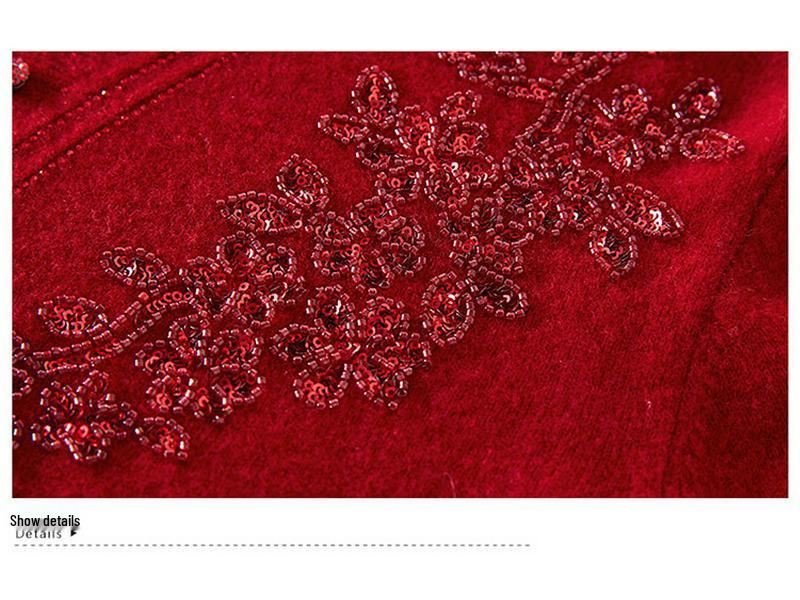 100% Pure Wool Knitted Sweater for Women with Cheongsam Collar - Autumn/Winter Style