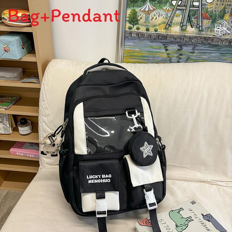 College Style Backpack With Color Block Design And Padded Shoulder Straps For School Use
