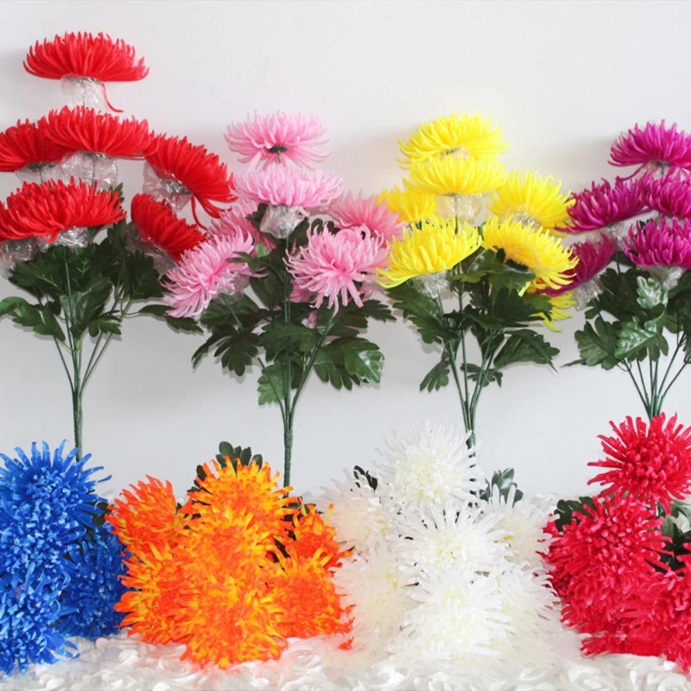 7 Heads /1pcs 55cm golden chrysanthemum branch plastic Artificial flowers flores DIY wedding home decoration plant