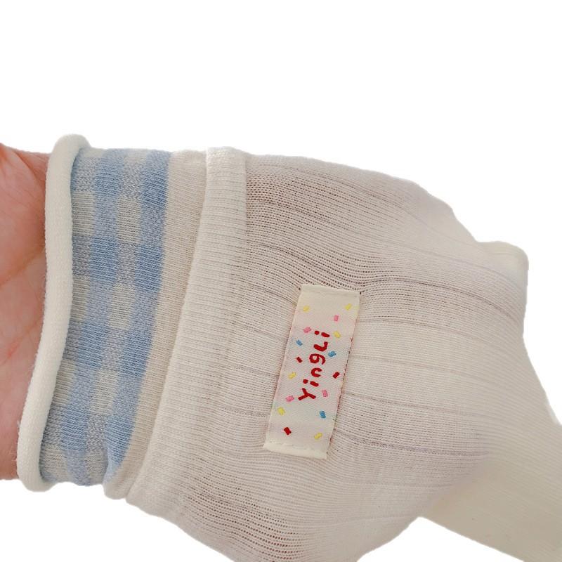 Boneless Bow Button Socks Women'S Mid-Leg Socks Pure Cotton Trendy Atmosphere Contrasting Color Stacked Stockings