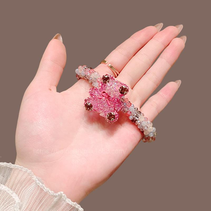 

Sparkly Bear Hair Elastics Strong Elastic Non Break Rubber Bands for Thick Hair High Ponytail Daily Use