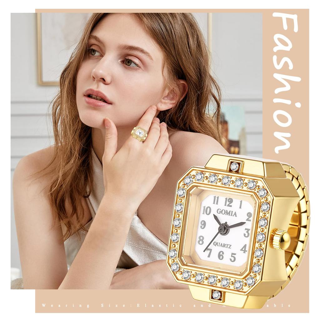 Prstenové hodinky, Zlaté: Jedna velikost sedí většině, Stylový, Ležérní, Business, Módní doplněk - Perfektní dárek k narozeninám, Vánocům, Valentýnu