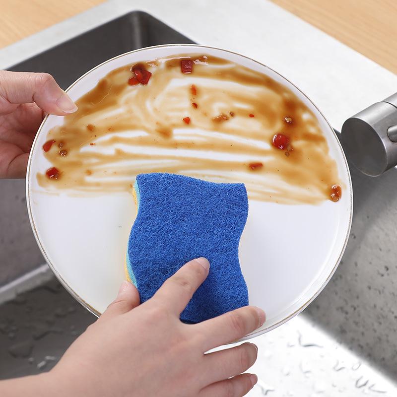 Non-Oily, Absorbent Wood Pulp Cotton Sponge Pad: Three-Layer Wave Cleaning Pad for Dishwashing