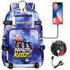 Print Kids Backpack with USB Charging Port, Teenagers School Bookbag, Lightweight Travel Daypack with Headphone Jack Anti-Theft Design