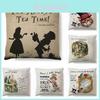 Cartoon Alice In Wonderland Cotton Linen Cushion Cover For Any Room**