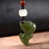 Lake Green Hetian Jade Cartoon Zodiac Pendant Keychain & Phone Charm