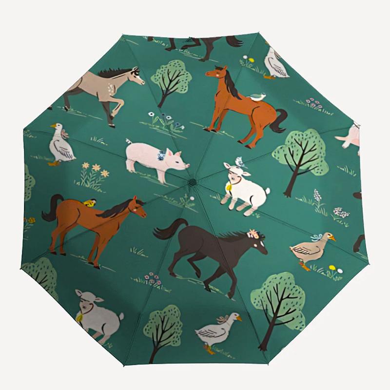 

1pc Farm Animals Automatic Open/Close Umbrella Sturdy Iron Frame, Compact Travel Umbrella - Perfect Gift for Women, Men, Birthdays068