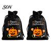 Lightweight Candy Carriers 2Pcs Halloween Pumpkin Drawstring Bags for Treats, Retro Burlap Pattern Party Favors Trick or Treat Bags, Portable