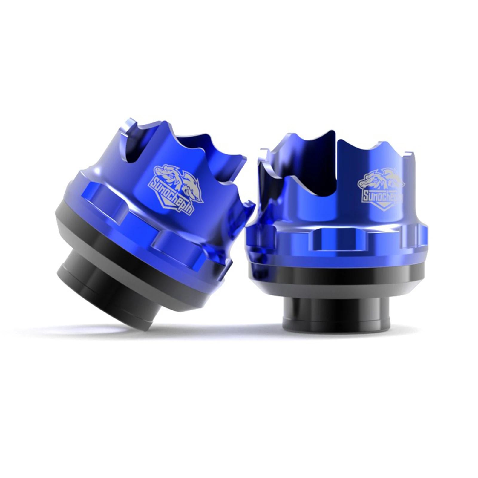 

2 шт. Универсальная защита от падения мотоциклов, алюминиевый сплав, взрывозащищенные чашки передней вилки, слайдеры, аксессуары для мотоциклов при столкновении синий